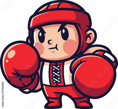 determined youthful boxer ready for victory, courageously facing every challenge, isolated on transparent background