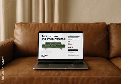 Laptop Mockup Displaying Modern Furniture Website