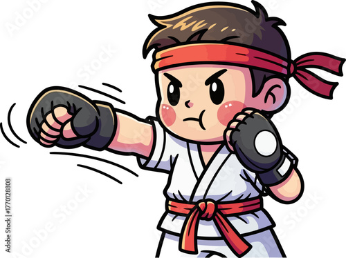 energetic youngster practices martial art technique, building confidence and selfcontrol, isolated on transparent background