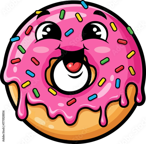 cheerful glazed donut icon radiates pure happiness and sweet indulgence, isolated on transparent background