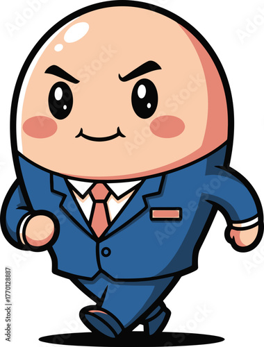 enthusiastic business mascot confidently marches ahead, showcasing professional, dynamic progress, isolated on transparent background