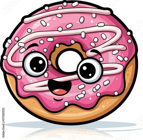 pink iced happiness a delicious mascot spreading smiles and fun, isolated on transparent background