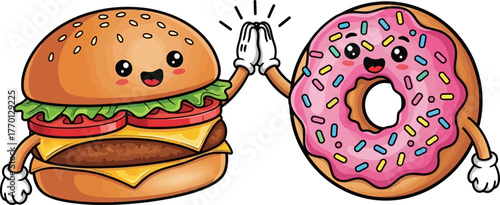 joyful culinary companions share an energetic, sweet and savory highfive, isolated on transparent background