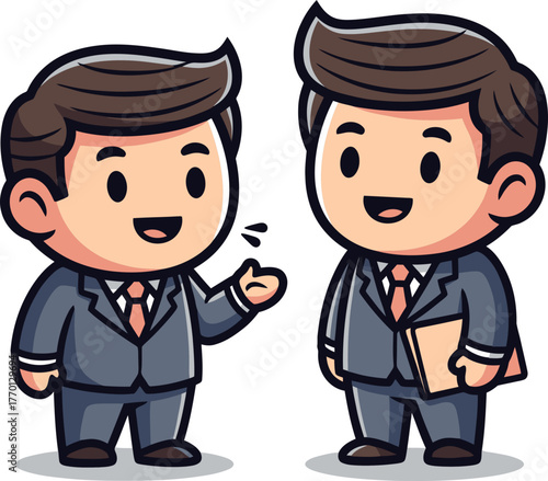 dynamic duo strategizes growth, fostering success through vibrant professional dialogue, isolated on transparent background