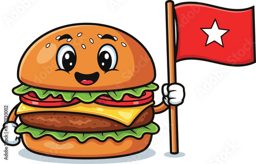 the triumphant burger proudly raises its banner of culinary excellence, isolated on transparent background