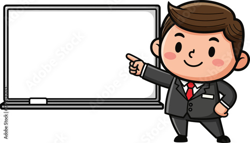 charming professional indicates future success upon a pristine presentation screen, isolated on transparent background