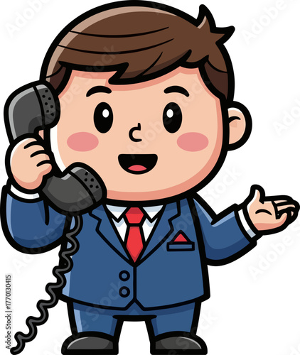 helpful mascot answers call, bridging connections with friendly service, isolated on transparent background