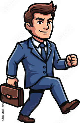 vibrant business leader walks briskly, embodying progress and professional growth, isolated on transparent background