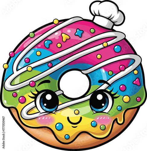 this cheerful rainbow baker winks, inviting you to sweet bliss, isolated on transparent background