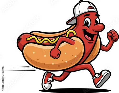 fast food frenzy energetic hot dog mascot delivers joyful speed, isolated on transparent background