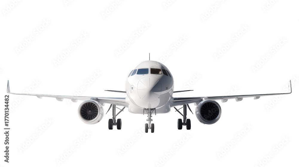Fototapeta premium Sleek modern airliner front view studio photograph showing advanced aircraft design