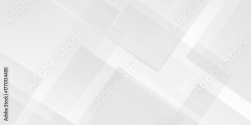 Abstract tech gradient white, gray creative triangle geometric technology space rectangle randomly arranged white line background. paper web overlap presentation design.	