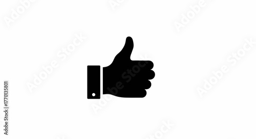 Black and White Thumbs Up Icon, Demonstrating Approval and Positive Feedback