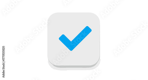 Blue check mark on white rounded square representing approval and completion