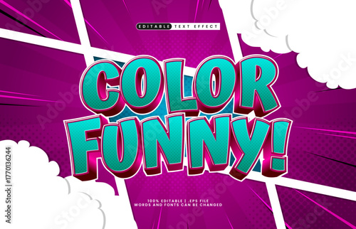color funny editable pop comic text effect for game and animation
