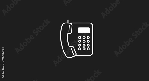 Elegant outline icon of a desk telephone against a minimalist dark backdrop