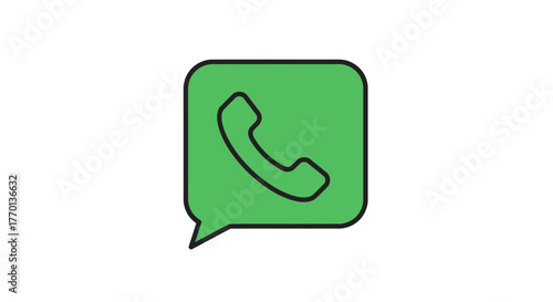 Green Phone Icon Inside a Speech Bubble Representing Communication Concept