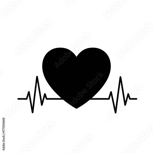 Heartbeat rhythm illustration on white background symbolizing health and life