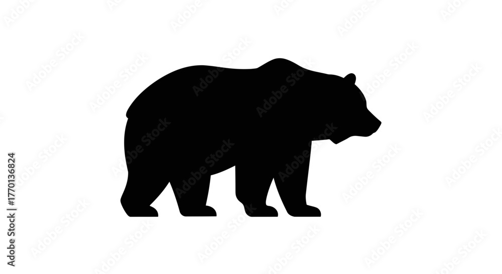 Fototapeta premium Isolated bear silhouette on white background perfect for graphic designs and illustration