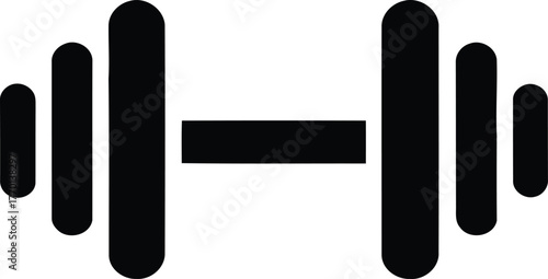 Simple black and white gym weight icon graphic for fitness and exercise