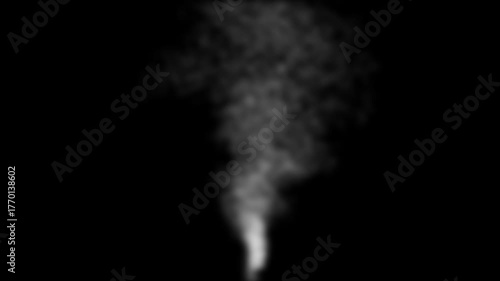 Rising white smoke and vapor from coffee cup animation on black background, Dynamic white smoke movement animation