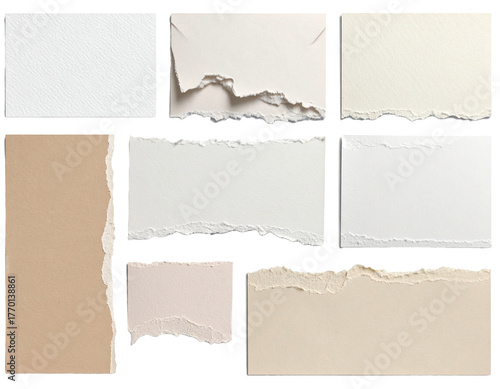 Realistic Torn Paper Texture PNG Set Collection – Ripped Edges and Transparent Background