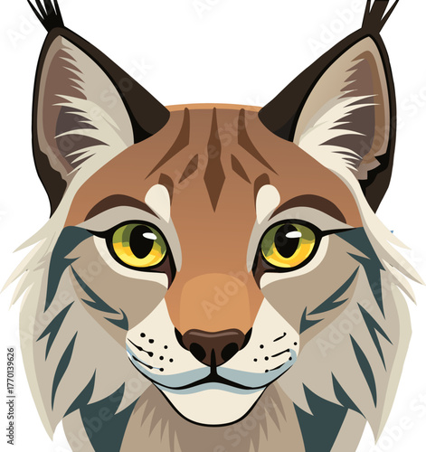 Vector Art of a Eurasian Lynx in Siberia Ultra Close-Up