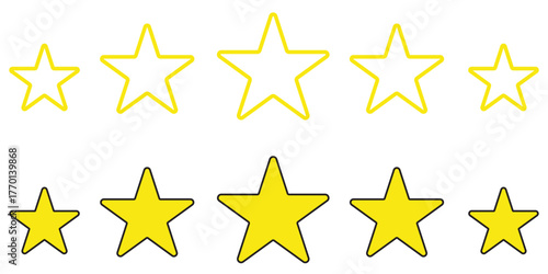 Customer reviews. Five stars icon Vector. Five stars customer product rating review flat and line icon set. Customers rate the product with five stars icon for online shopping, apps and website. 
