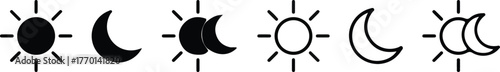 moon sun icon set day night light mode icons vector illustration