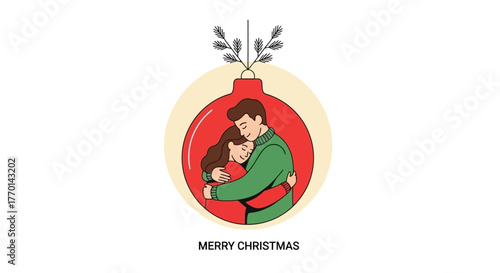 Christmas Embrace A Warm Holiday Greeting Illustrating Love and Togetherness in Festive Spirit