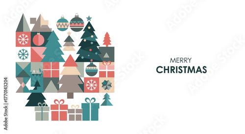 Holiday Greeting Geometric Christmas Icons and Festive Designs for Season's Greetings and Celebrations