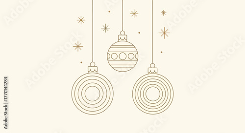 Elegant Christmas Ornament Illustration Festive Holiday Season Background with Golden Decorations