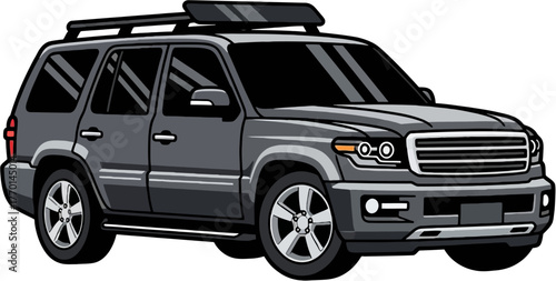 Black SUV Off Road Sport Utility Vehicle For Adventure And Travel Vector Illustration