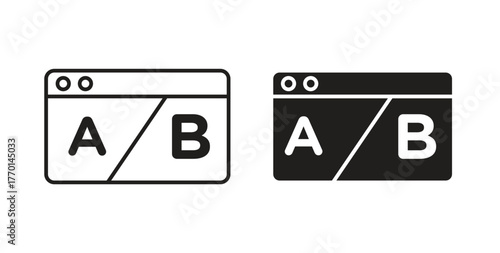A B test icons, vector symbols. filled flat sign