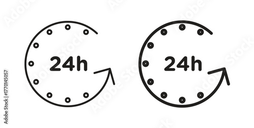 24 Hrs icons, vector symbols. filled flat sign