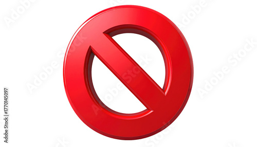 Free Download A bold red no-symbol, a circle with a diagonal line, rendered in 3D against a black background - GFXLoad