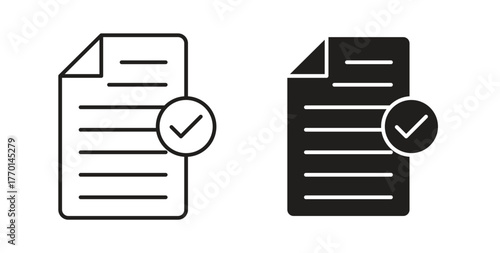 Approved document icons, vector symbols. filled flat sign