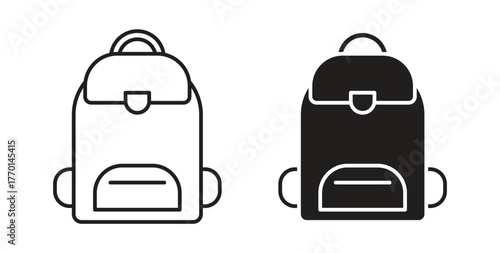 Backpack icons, vector symbols. filled flat sign