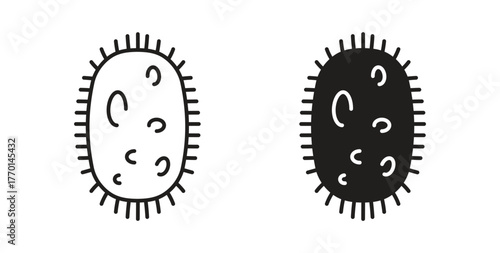 Bacteria icons, vector symbols. filled flat sign