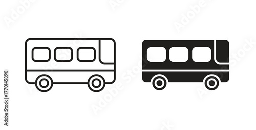 Bus icons, vector symbols. filled flat sign