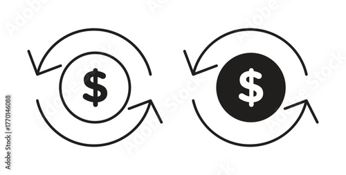 Cash flow icons, vector symbols. filled flat sign