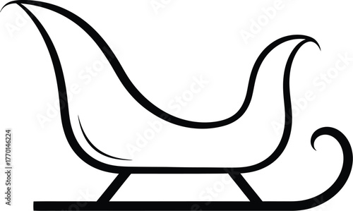 Sleigh icon vector silhouette for Christmas winter. Wooden Christmas sleigh isolated on snow winter rustic vintage holiday decoration line icon vector illustration. 