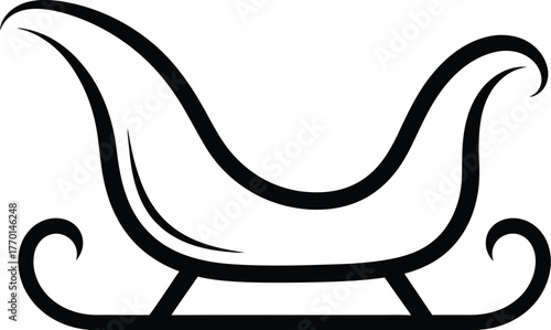 Sleigh icon vector silhouette for Christmas winter. Wooden Christmas sleigh isolated on snow winter rustic vintage holiday decoration line icon vector illustration. 