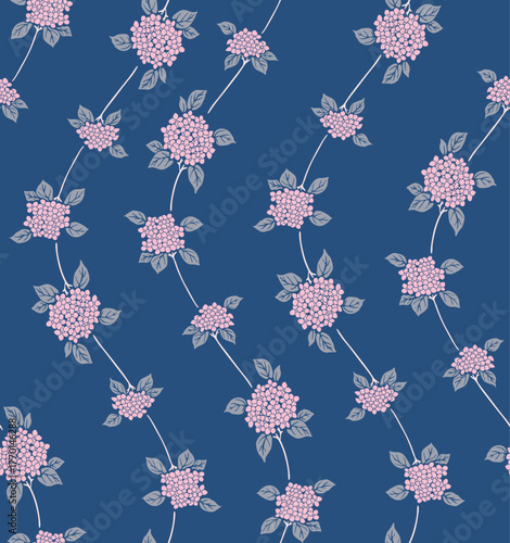 Japanese Bouquet Swirl Line Vector Seamless Pattern
