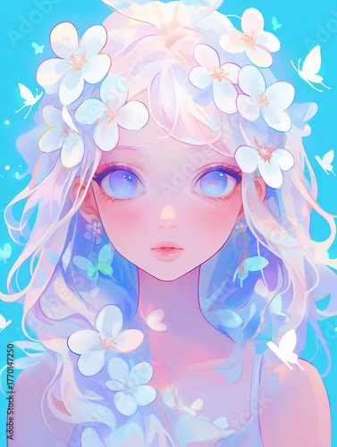 The girl under the cherry blossoms