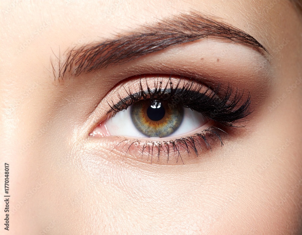 Obraz premium 化粧された女性の片目の目元のアップ 