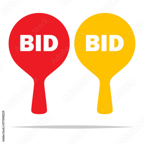 Auction bid paddle vector isolated illustration
