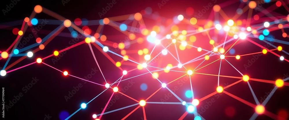 Obraz premium Abstract glowing network connections on dark background, futuristic, computing