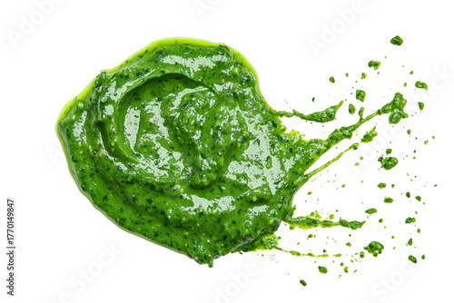 Green sauce splash isolated on a transparent background