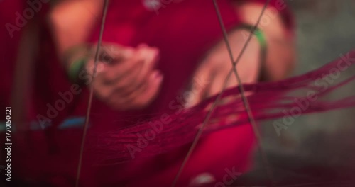 Wallpaper Mural Traditional Indian woman weaving on a handloom at home – handmade textile art and cultural heritage Torontodigital.ca